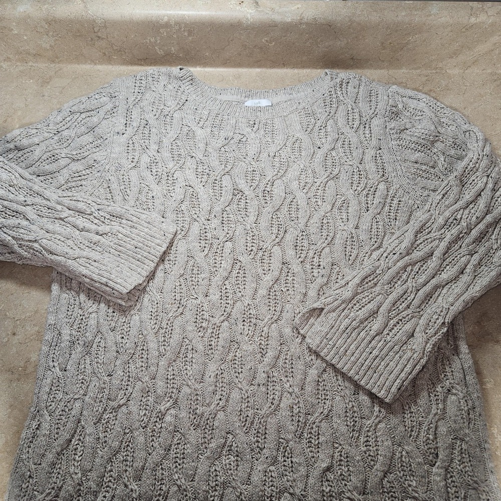 J Jill Sweater Womens 2X Beige Cable Knit Soft Textured Fisherman Style Preppy - Picture 6 of 11